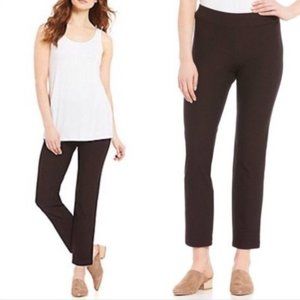 EILEEN FISHER Washable Stretch Crepe Straight Pants Brown Knit Elastic Waist M
